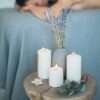 DEEPSEA White Pillar Candles - Set of 2 Unscented Candles - 4.6 inch Tall,For Home Decoration